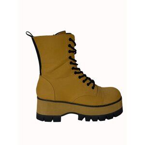 Lug Sole Platform Combat Boots Size 9 Lace Up Chunky Moto Faux Suede Cute Punk